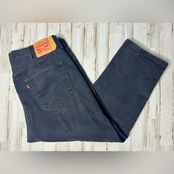 Levi's Denim - Levis 501 Straight Jeans Women's Size 42x32 Button Fly Stretch Denim Black